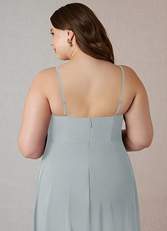 Azazie Emerald Bridesmaid Dresses Dolphin Grey A-Line Ruffled Chiffon Dress image10