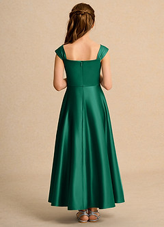 Azazie Bundle Junior Formal vestidos de niña de las flores Vestido de Esmeralda de Satin Mate de Corte En A con Plisado image2