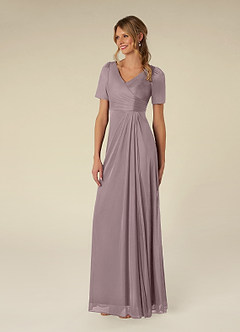 Azazie Bessie Mother of the Bride Dresses Dusk A-Line Pleated Mesh Dress image4