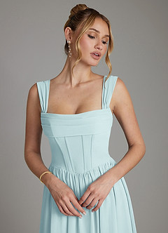 Azazie Caterina Robes de demoiselle d'honneur Robe Trapèze en Mousseline de soie Corset Verre De Mer image3