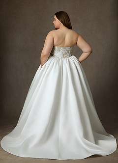 Azazie Mirabeth Robes de mariée Robe Princesse en Dentelle Sans bretelles Diamant Blanc Sable image14