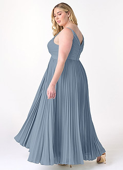 Azazie Raychelle Bridesmaid Dresses Dusty Blue A-Line V-Neck Chiffon Dress image10