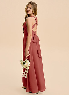 Azazie Kirsten Junior Linia A Pofałdowany Szyfon Długość podłogi Młodsza druhna Sukienka image1