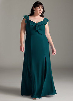 Azazie Sophie Brudtärnklänningar Klänning av A-Line i Chiffong Av axeln Tallgrön Konvertibel image9