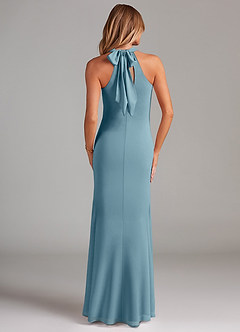 Azazie Doretta Brautjungfernkleider Meerjungfrau-Linie Plissee Chiffon Kleid Stimmungsvolles Blau image2