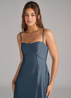Azazie Valentine At-home Try On Dresses Cabernet A-Line Corset Stretch Satin Dress image6