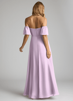 Azazie Sue Bridesmaid Dresses Frosted Lilac A-Line Off the Shoulder Chiffon Convertible Dress image3