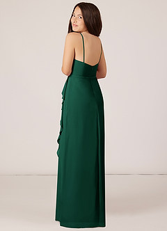 Azazie Kaylee Junior Emerald A-Line with Belt Chiffon Dress image5
