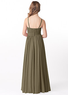Azazie Astrid Junior Willow Green A-Line Floral Chiffon Dress image3