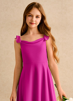 Azazie Puppy Girls Formal Abiti da Ragazza di Fiori Abito A-Line in Chiffon Plissettato Fucsia image6