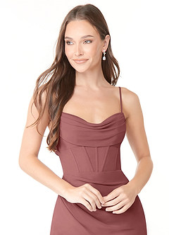 Azazie Mai Brautjungfernkleider Etui Plissee Chiffon Kleid Amethyst image5