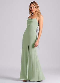 Azazie Grata Brudtärnklänningar Klä av Sjöjungfru i Chiffong Plisserad Dusty Sage image4