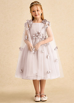 Azazie Staria Flower Girl Dresses Rose Petal Ball-Gown Ruched Tulle Dress image3