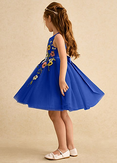 Azazie Prima Flower Girl Dresses Royal Blue A-Line Bow Tulle Dress image4