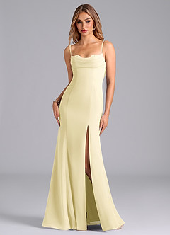 Azazie Wynni Bridesmaid Dresses Lemon Sorbet Mermaid Corset Chiffon Dress image1