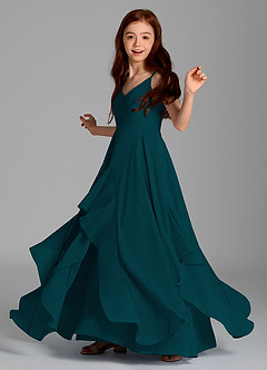 Azazie Karan Junior Pine A-Line Chiffon Dress image5