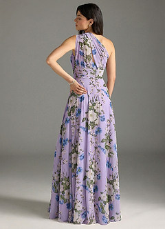 Azazie Charlize Bridesmaid Dresses Lilac Floral A-Line One Shoulder Chiffon Dress image2