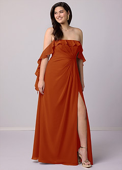 Barbie ♥ Azazie Bridesmaid Dresses Paprika A-Line Off the Shoulder Chiffon Convertible Dress image8