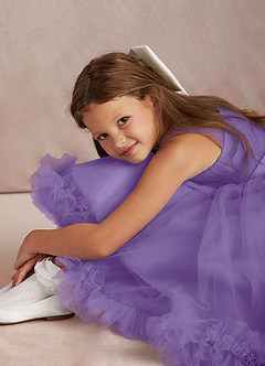 Azazie Lottie Flower Girl Dresses Tahiti A-Line One Shoulder Satin Dress image4