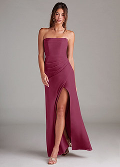Azazie Leonis Bridesmaid Dresses Mulberry Sheath Strapless Chiffon Convertible Dress image7