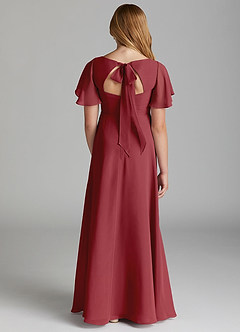 Azazie Kimber Junior Pomegranate A-Line Pleated Chiffon Dress image2