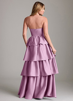 Azazie Faye Bridesmaid Dresses Wisteria A-Line Ruched Stretch Satin Dress image2