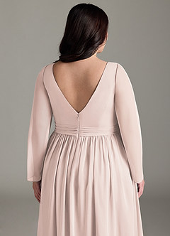 Azazie Teton Maternity Bridesmaid Dresses A-Line Long Sleeve Chiffon Floor-Length Dress image13