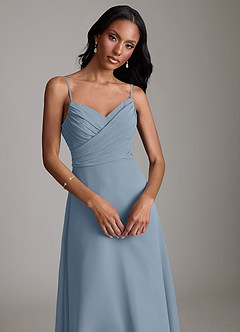 Azazie Kali 신부 들러리 드레스 A라인 주름진 쉬폰 바닥 길이 드레스 image5