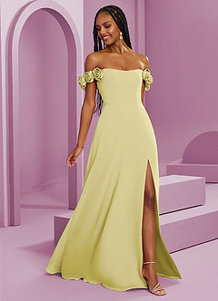 Barbie ♥ Azazie Bridesmaid Dresses Lemon Sorbet A-Line Off the Shoulder Chiffon Convertible Dress image8