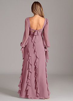 Azazie Candice Final Sale Vintage Mauve A-Line Long Sleeve Chiffon Dress image2