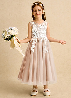 Azazie Sundae Flower Girl Dresses English Rose Ball-Gown Lace Dress image1