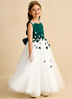 Azazie Eleni Sukienki dla dziewczynek sypiących kwiaty Suknia balowa Ukłon Tiul Długość kostki Sukienka image5