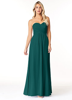 Azazie Yazmin Bridesmaid Dresses Peacock A-Line Sweetheart Neckline Chiffon Convertible Dress image4