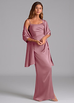 Azazie Calandra Bridesmaid Dresses Vintage Mauve A-Line Pleated Stretch Satin Dress image2