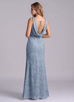 Azazie Rylina Abiti da Damigella Abito Sirena in Burnout Floreale Blu Polveroso image3