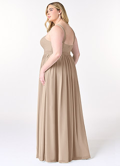 Azazie Elvira Bridesmaid Dresses Taupe A-Line Pleated Chiffon Dress image10