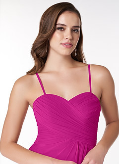 Azazie Arabella Allure Bridesmaid Dresses Fuchsia A-Line Sweetheart Neckline Chiffon Convertible Dress image6