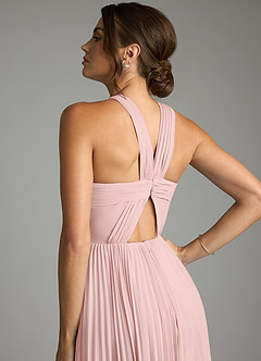 Azazie Afra Abiti da Damigella Abito A-Line in Chiffon Plissettato Rosa Cipria image12