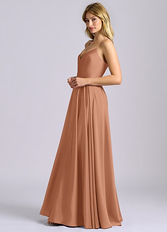 Azazie Truce Bridesmaid Dresses Bronzer A-Line Stretch Satin Dress image5