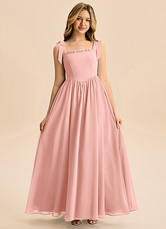 Azazie Delia Junior Abito A-Line in Chiffon Fiocco Rosetta image3