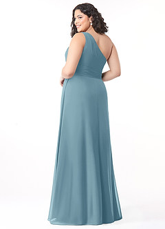 Azazie Dallas Bridesmaid Dresses Moody Blue A-Line One Shoulder Chiffon Dress image7