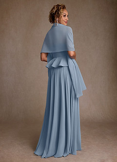 Azazie Josabeth Final Sale Dusty Blue A-Line Pleated Chiffon Dress image3