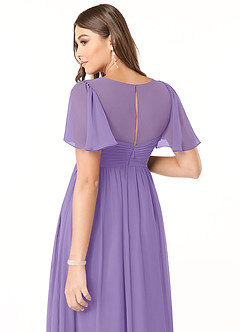 Azazie Verna Maternity Bridesmaid Dresses A-Line V-Neck Ruched Chiffon Floor-Length Dress image6