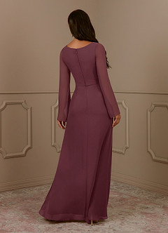 Azazie Belinda Mother of the Bride Dresses Sangria A-Line V-Neck Pleated Chiffon Dress image2