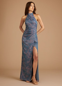Azazie Jemma Bridesmaid Dresses Periwinkle Blossom Sheath Pleated Blossom Dress image1