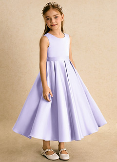 Azazie Junebuj vestidos de niña de las flores Vestido de Lila de Satin Mate de Princesa con Plisado image5