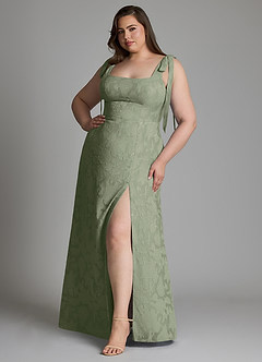 Azazie Debra Bridesmaid Dresses Pistachio A-Line with Pockets Floral Burnout Dress image9