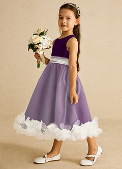 Azazie Stardust Flower Girl Klänningar Klänning A-Linje i Organza Ärmlös image3
