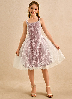 Azazie Cubbie Girls Formal Flower Girl Dresses Desert Rose A-Line Lace Dress image4
