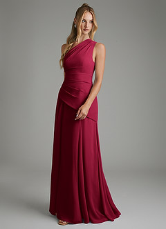 Azazie Holly Bridesmaid Dresses Burgundy A-Line Corset Chiffon Dress image5